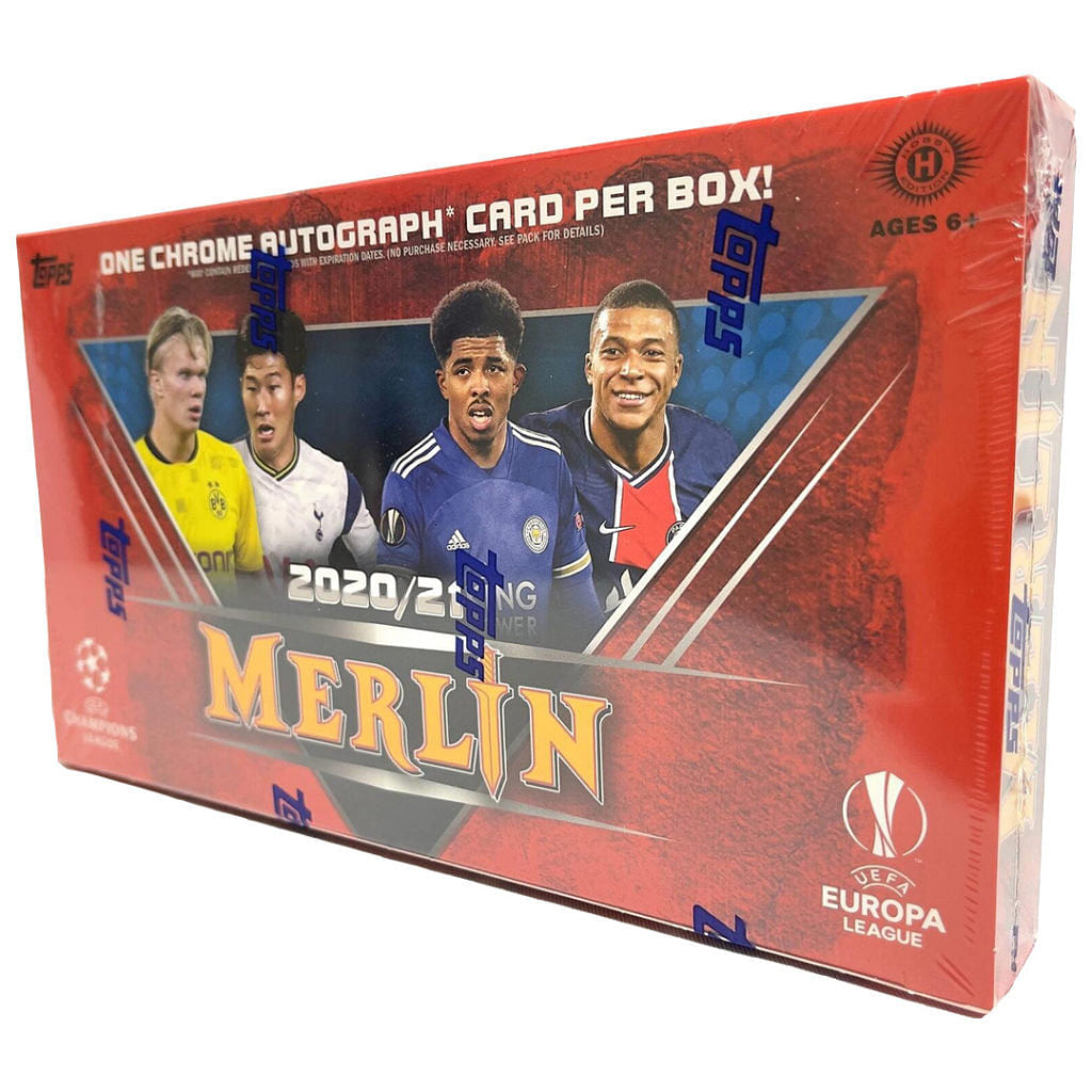 2020-21 TOPPS MERLIN CHROME CHAMPIONS LEAGUE CARDS - 18-PACK BOX (72 CARDS + AUTOGRAPH)