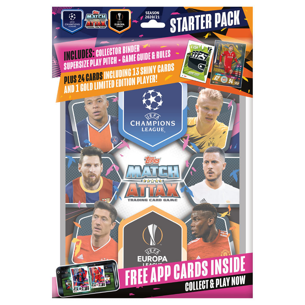 2020-21 TOPPS MATCH ATTAX CHAMPIONS LEAGUE CARDS - STARTER PACK (ALBUM, 27 CARDS + LE GOLD FIRMINHO)