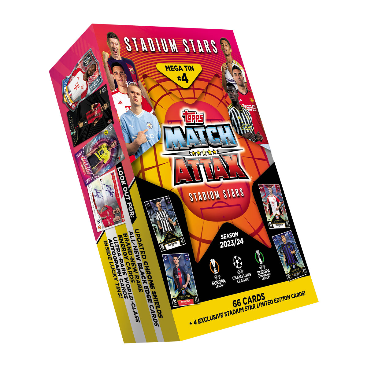 2023-24 TOPPS MATCH ATTAX UEFA CHAMPIONS LEAGUE CARDS - STADIUM STARS MEGA TIN (66 CARDS + 4 LE) (IN STOCK OCT 21)