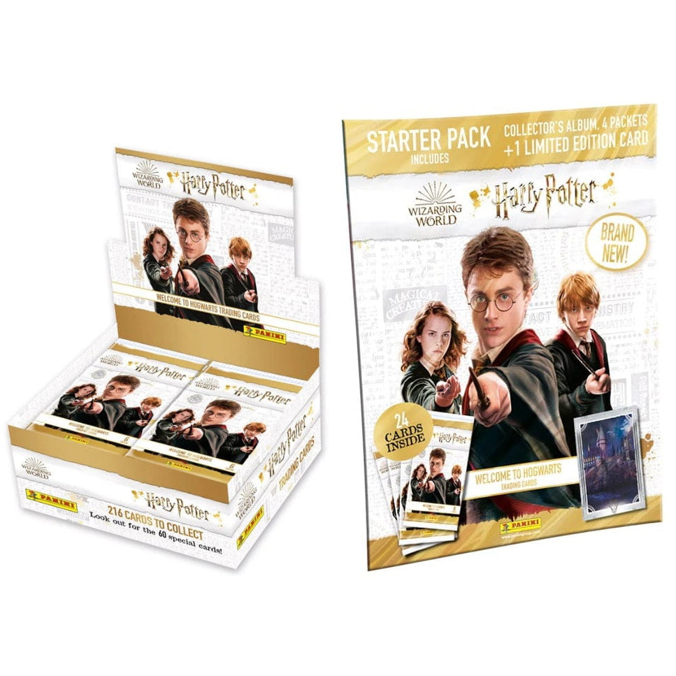 HARRY POTTER WELCOME TO HOGWARTS TRADING CARDS - BOX & STARTER SET (ALBUM, 240 CARDS + LE)