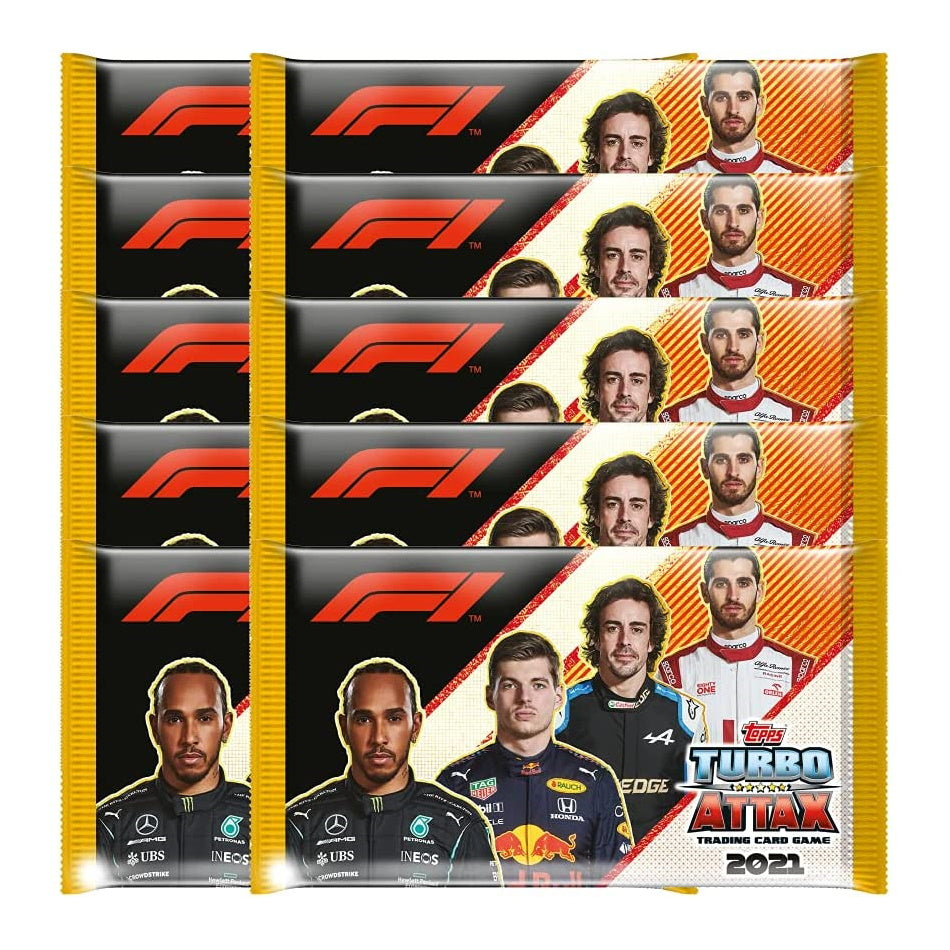 2021 TOPPS TURBO ATTAX FORMULA 1 CARDS – 10-PACK SET (100 CARDS)